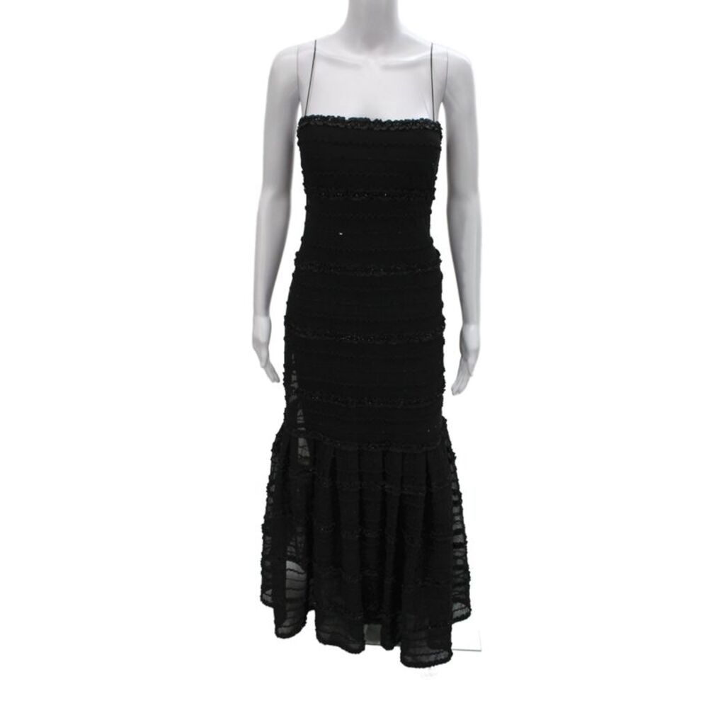 JS Collections Womens Mermaid Dress Black Square Neck Sleeveless Size 14